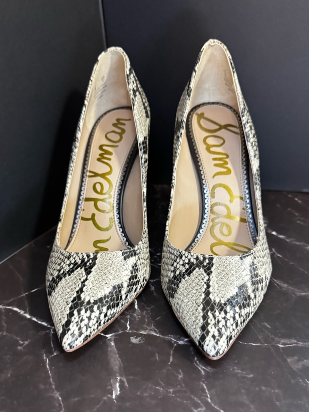 Sam Edelman Hazel Pumps Snakeskin Heels Pointed Toe Stiletto Size 7 Classic